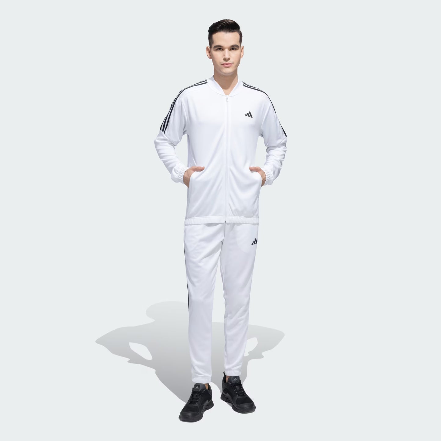 ADIDAS Half Striped Men White TrackSuit (Jacket &Track-Pants)