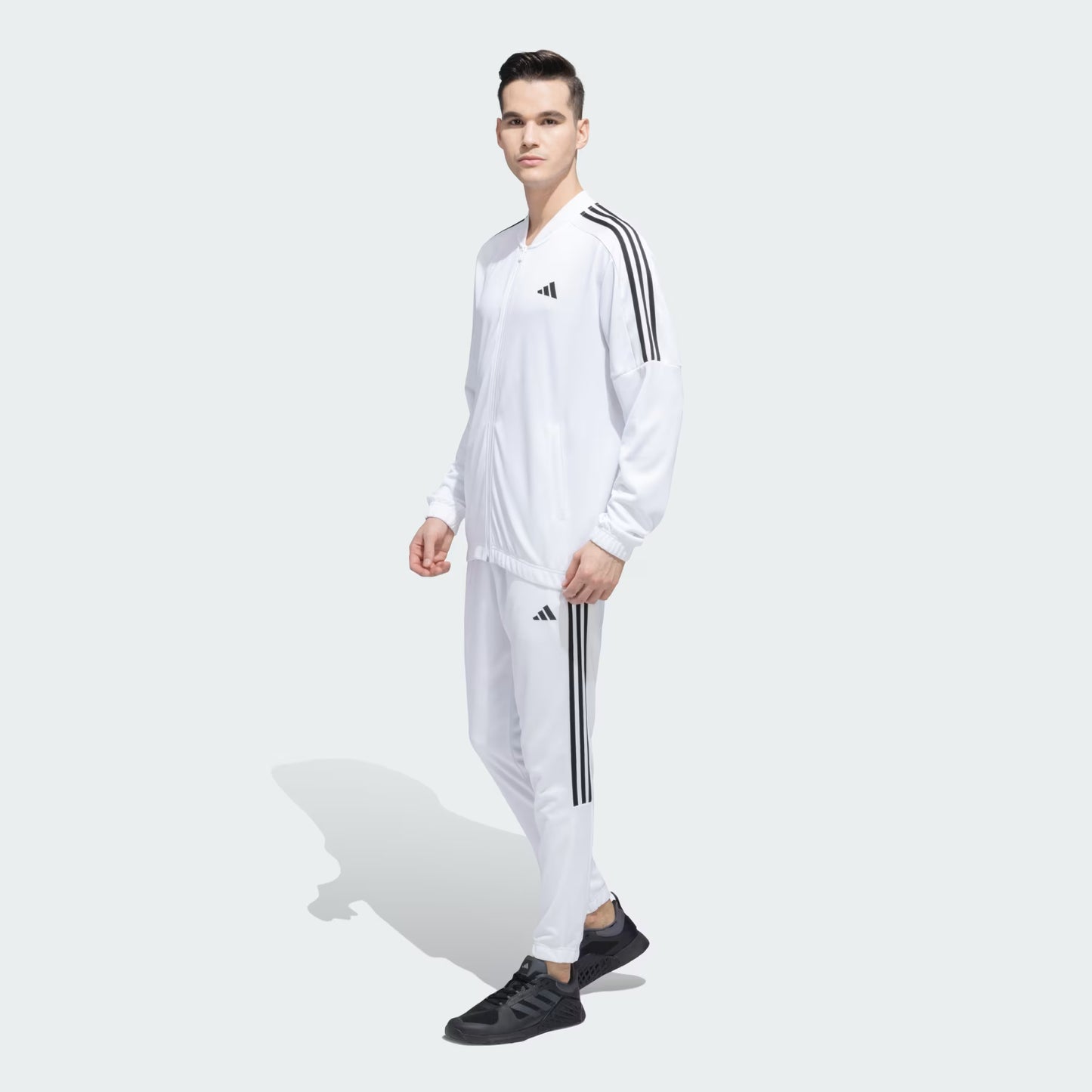 ADIDAS Half Striped Men White TrackSuit (Jacket &Track-Pants)