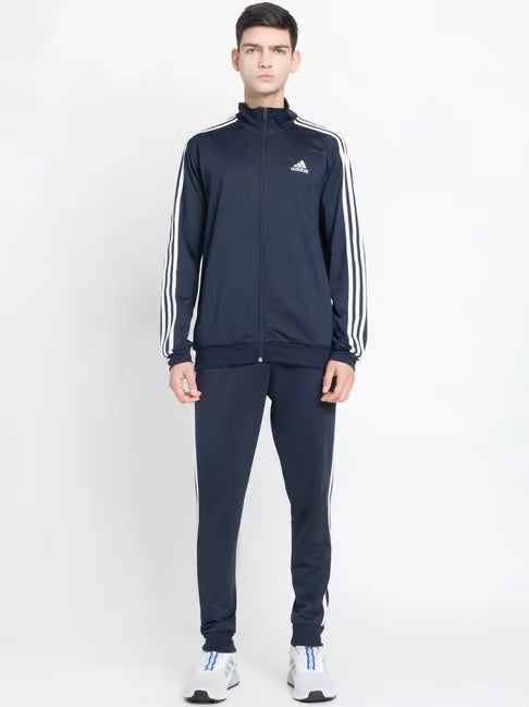 Adidas Striped Navy Blue Track Suit (Jacket & Track Pant)