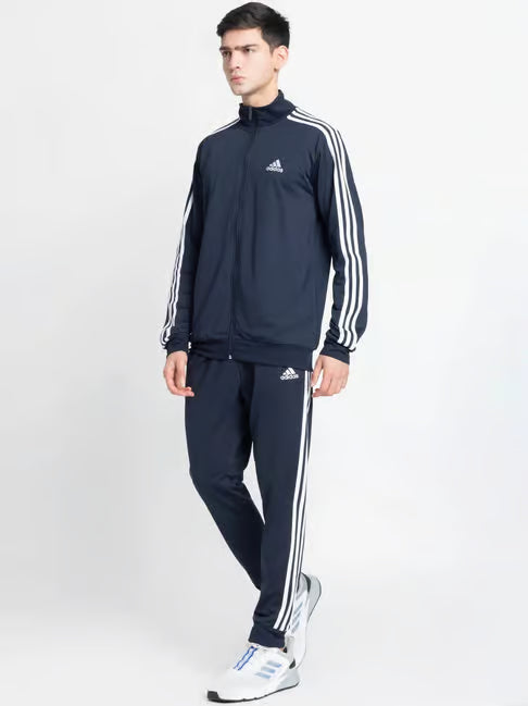 Adidas Striped Navy Blue Track Suit (Jacket & Track Pant)