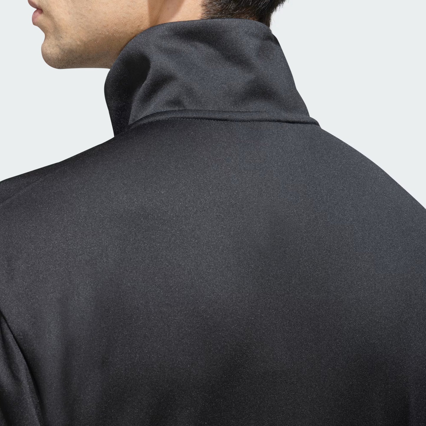 Adidas Striped Men Black Track Suit (Jacket & Track Pant)