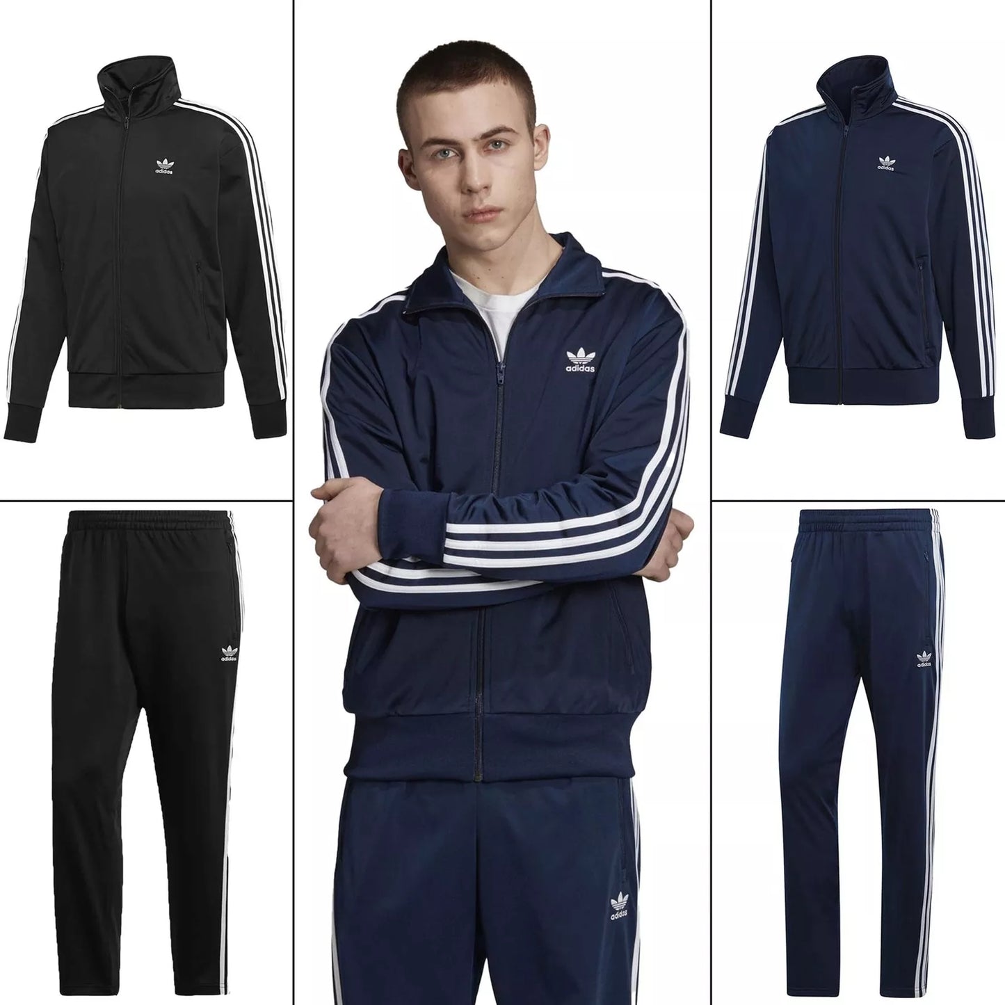 Adidas Striped Navy Blue Track Suit (Jacket & Track Pant)