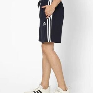 Adidas Solid Men Blue Sports Shorts With Three Stripes